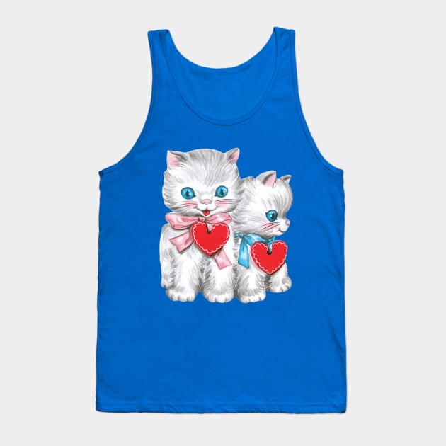 Cute Retro Valentine's Day Kittens with Hearts Tank Top by MasterpieceCafe